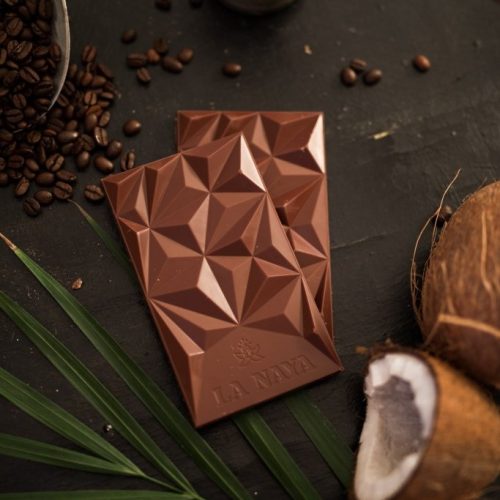 Ekologiškas pieninis šokoladas su kava ir kokosais